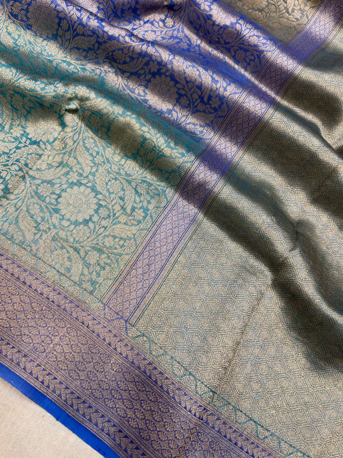 Pure Kora Silk Handloom Banarasi Saree - All Over Brocade Jaal