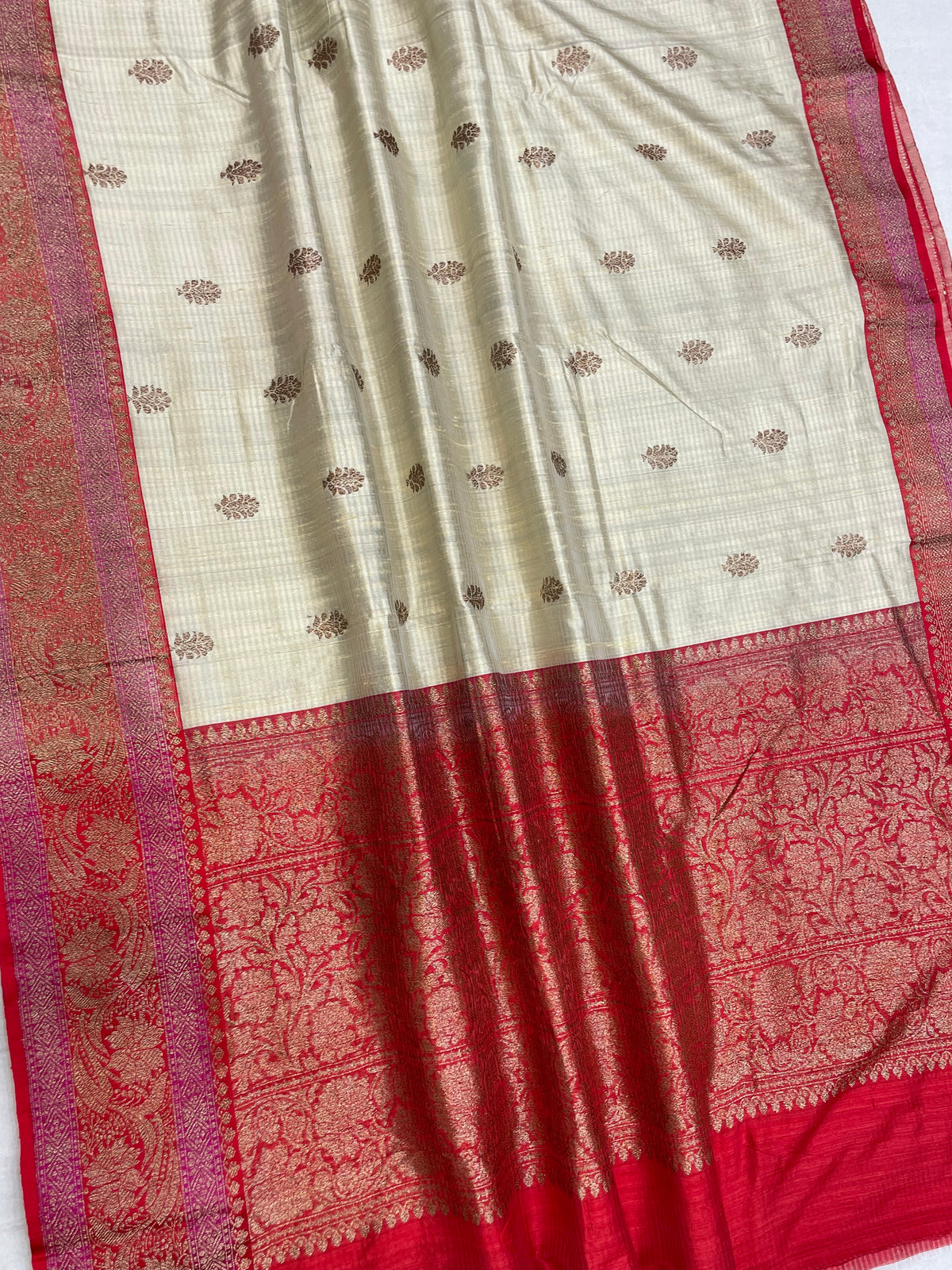 Pure Dupion Tusser Silk Handloom Banarasi Saree