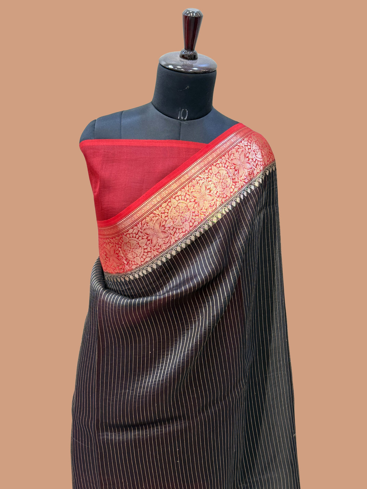 Pure Organza Handloom Banarasi Saree - All Over Stripe Design