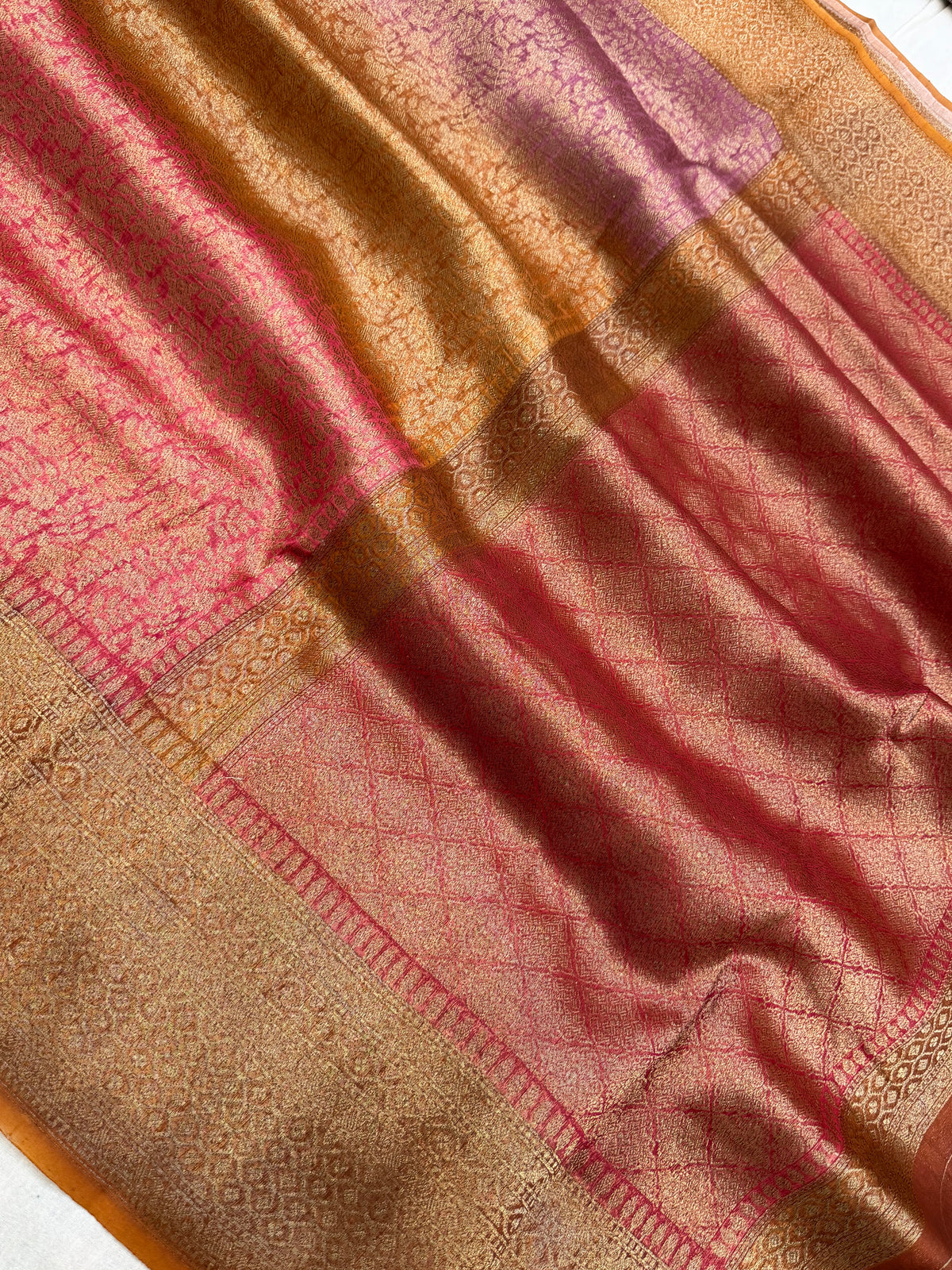 Pure Kora Silk Handloom Banarasi Saree - All Over Brocade Jaal