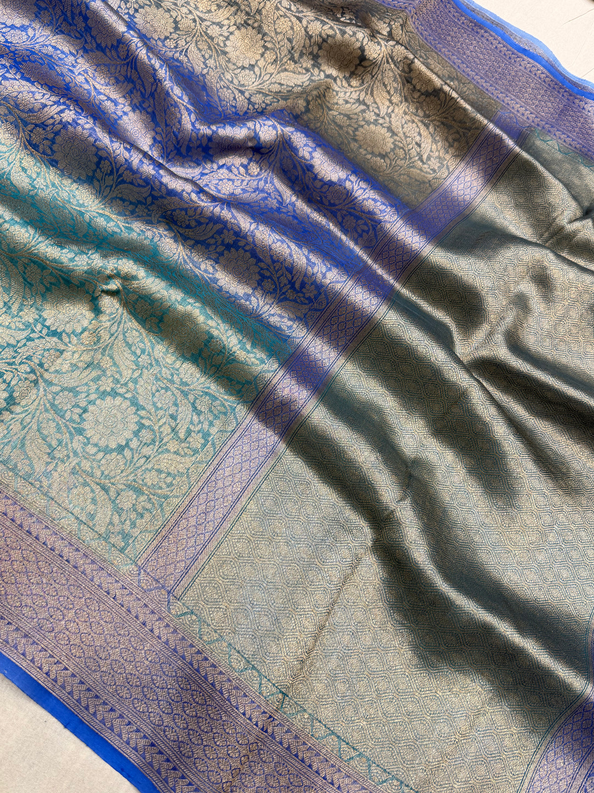 Pure Kora Silk Handloom Banarasi Saree - All Over Brocade Jaal
