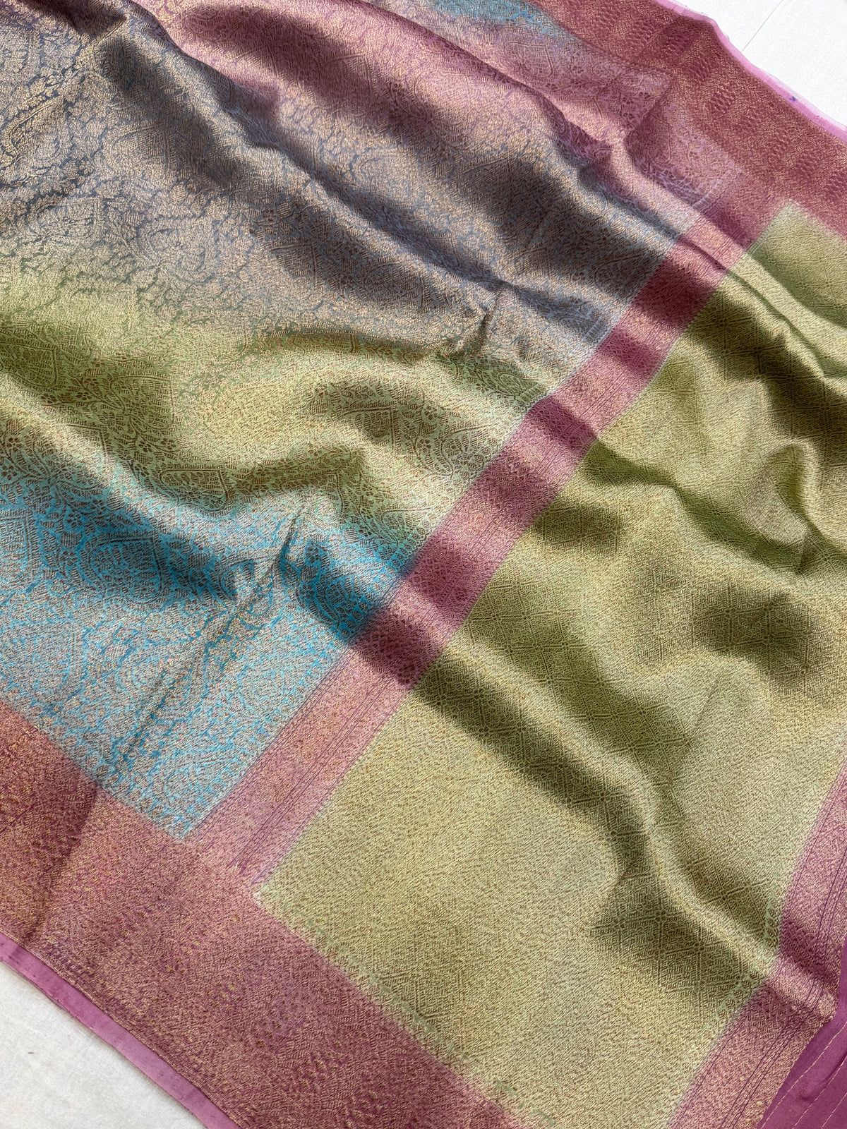 Pure Kora Silk Handloom Banarasi Saree - All Over Brocade Jaal