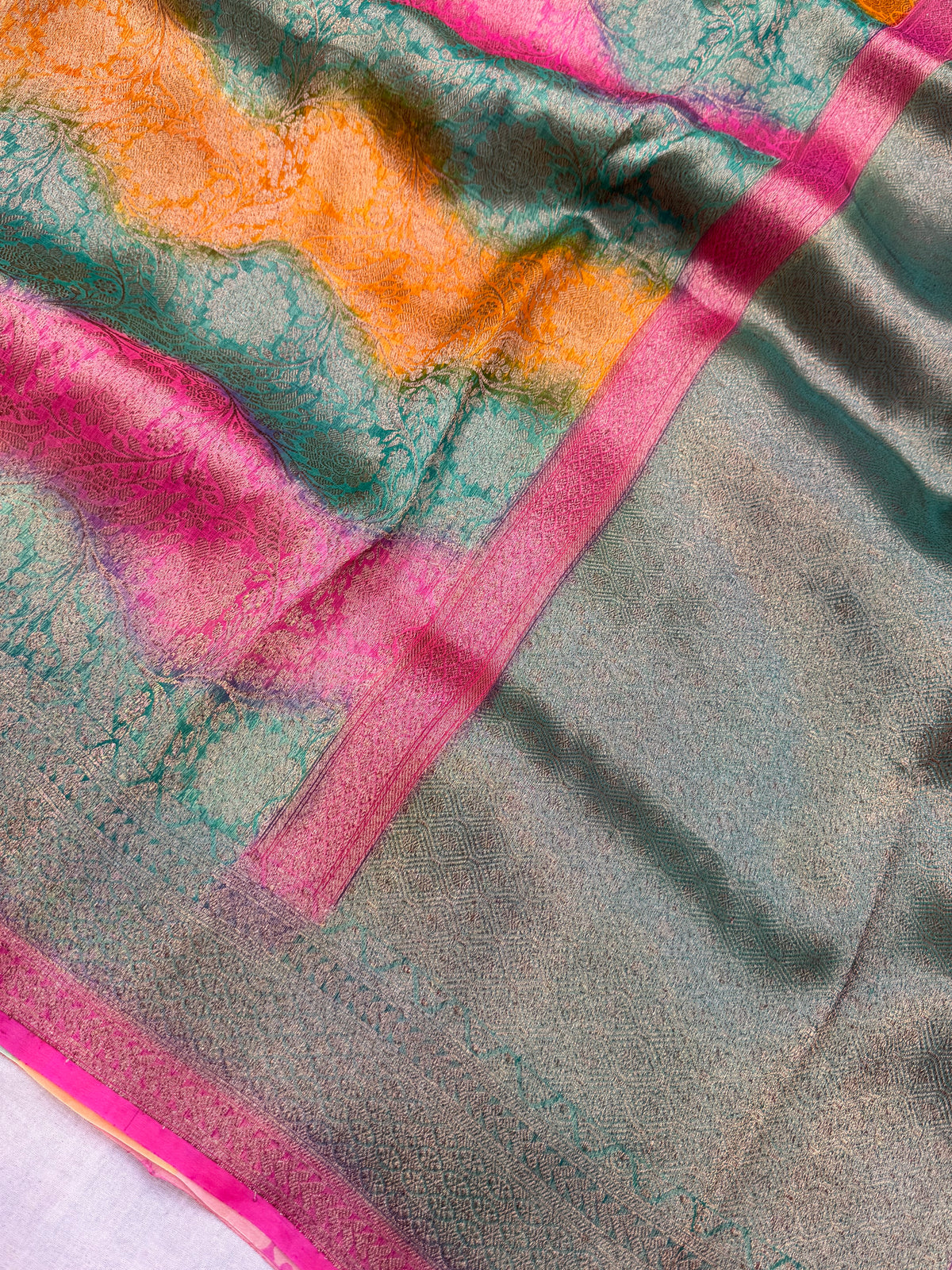 Pure Kora Silk Handloom Banarasi Saree - All Over Brocade Jaal