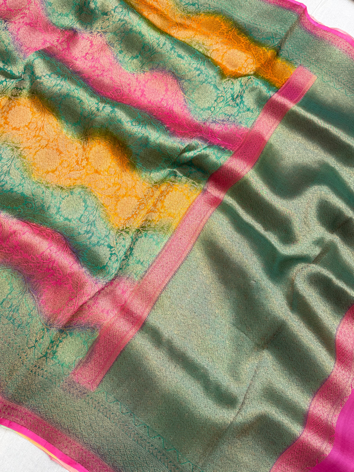 Pure Kora Silk Handloom Banarasi Saree - All Over Brocade Jaal