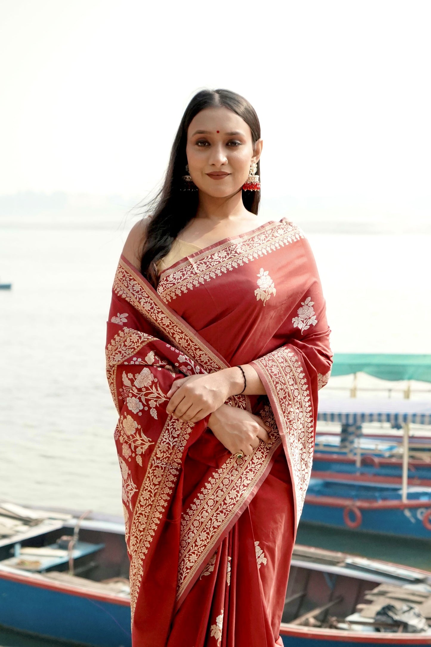 Pure Ektara Katan Kadhwa Booti Sona Rupa Motifs and Kadhwa Pallu Saree
