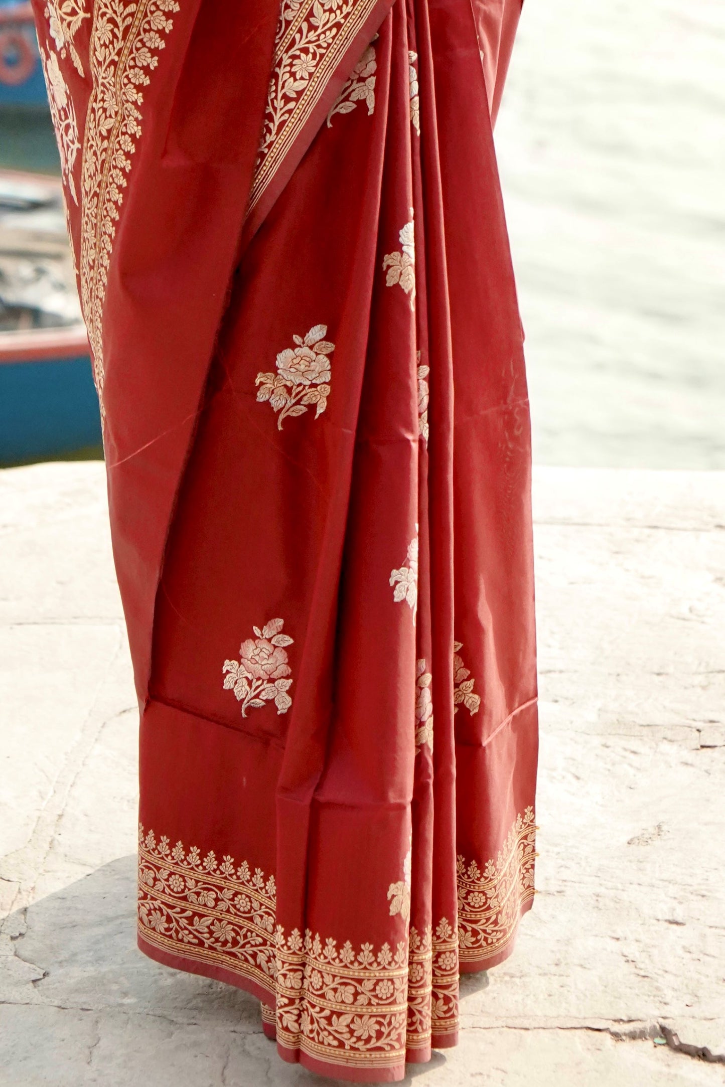 Pure Ektara Katan Kadhwa Booti Sona Rupa Motifs and Kadhwa Pallu Saree