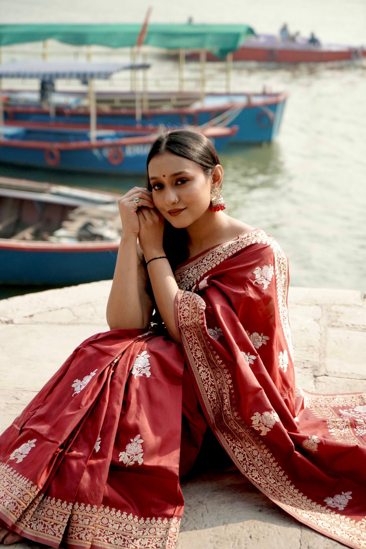 Pure Ektara Katan Kadhwa Booti Sona Rupa Motifs and Kadhwa Pallu Saree