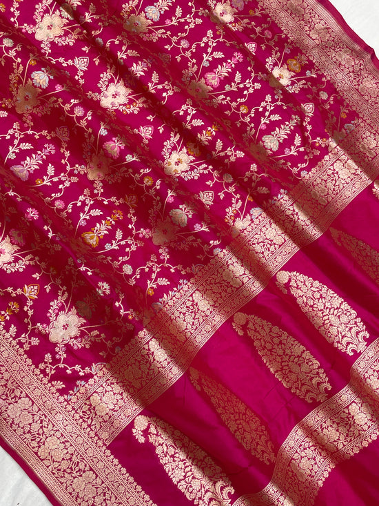 Pure Katan Silk Banarasi Handloom Saree - All Over Meenakari