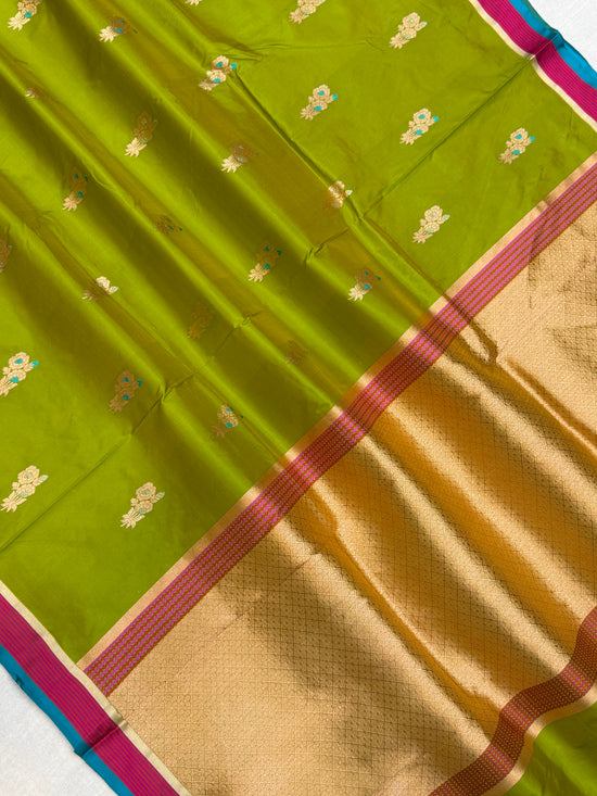 Pure Katan Silk Banarasi Handloom Saree - All over Kadua Buta
