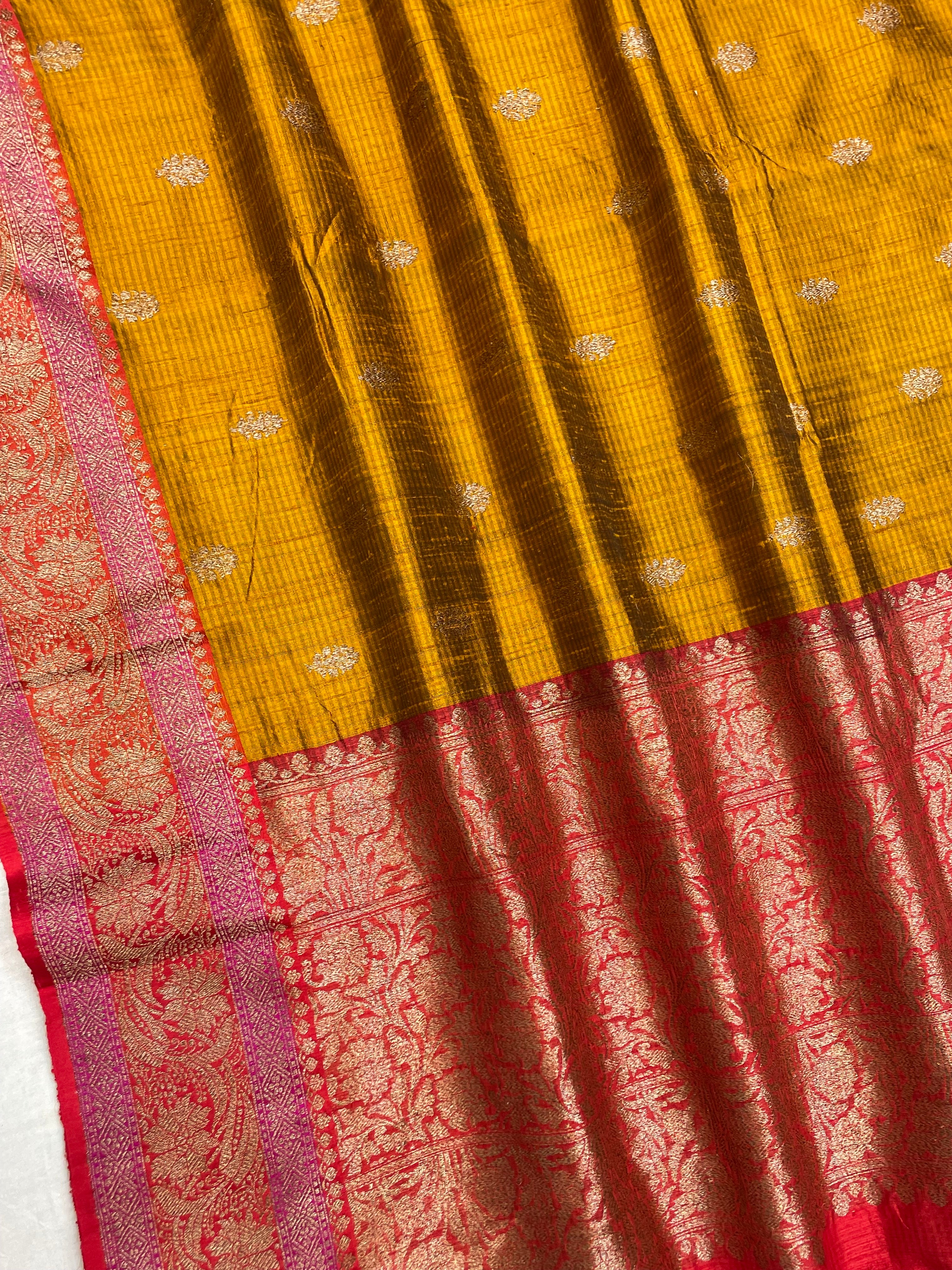 Pure Dupion Tusser Silk Handloom Banarasi Saree