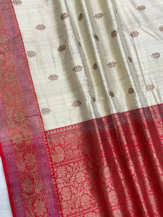 Pure Dupion Tusser Silk Handloom Banarasi Saree