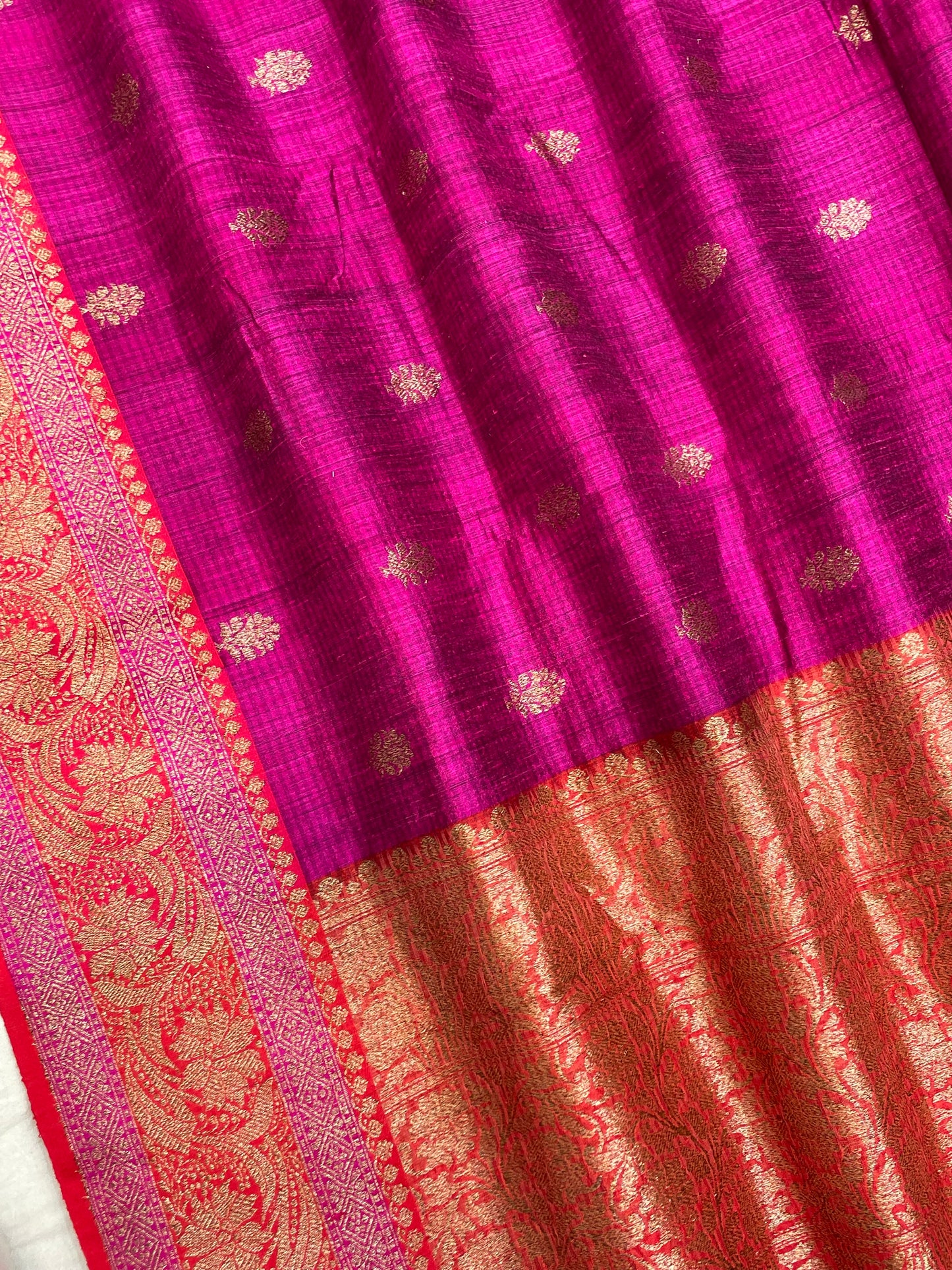 Pure Dupion Tusser Silk Handloom Banarasi Saree