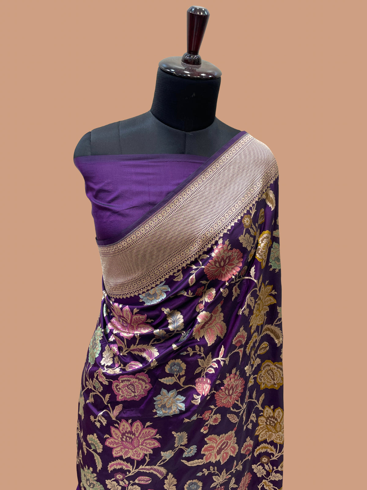 Pure Katan Silk Banarasi Handloom Saree - All Over Meenakari