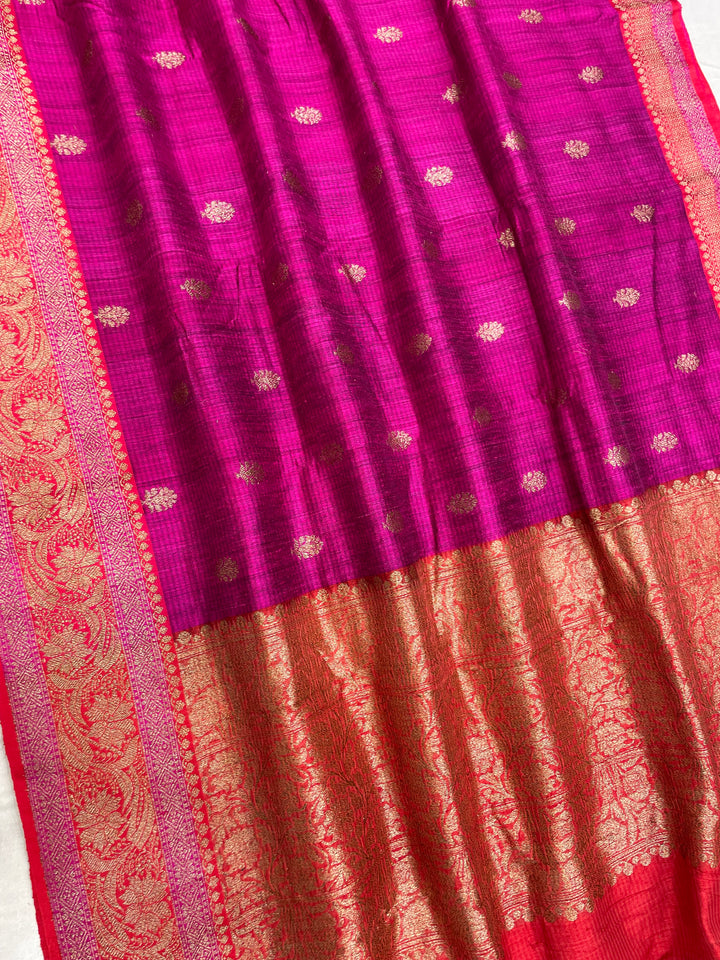 Pure Dupion Tusser Silk Handloom Banarasi Saree