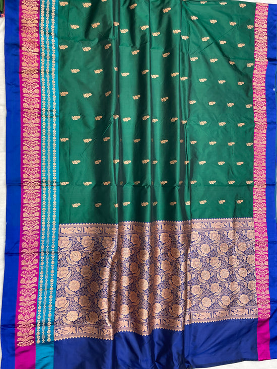 Pure Katan Silk Banarasi Handloom Saree - All over Kadua Buti