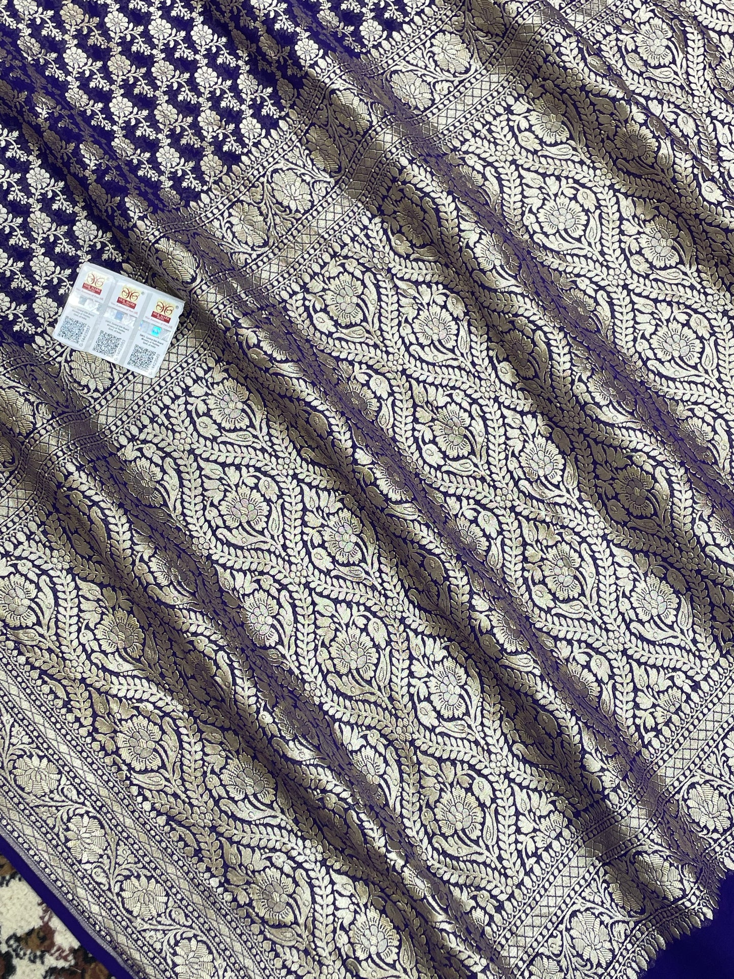 Royal Blue Color Khaddi Georgette Banarasi Saree - All Over Water Zari Work