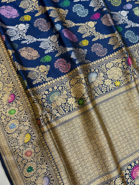 Pure Katan Silk Banarasi Handloom Saree - All over Kadua Jangla