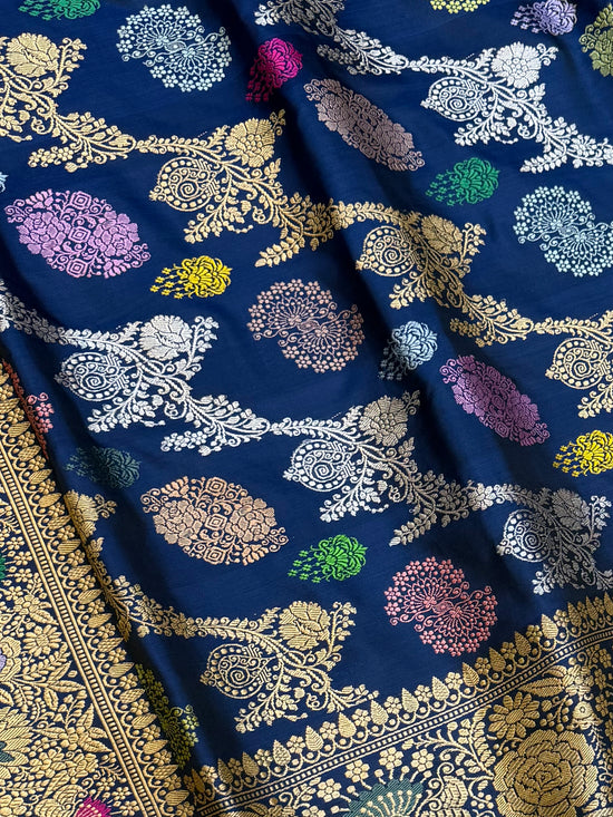 Pure Katan Silk Banarasi Handloom Saree - All over Kadua Jangla