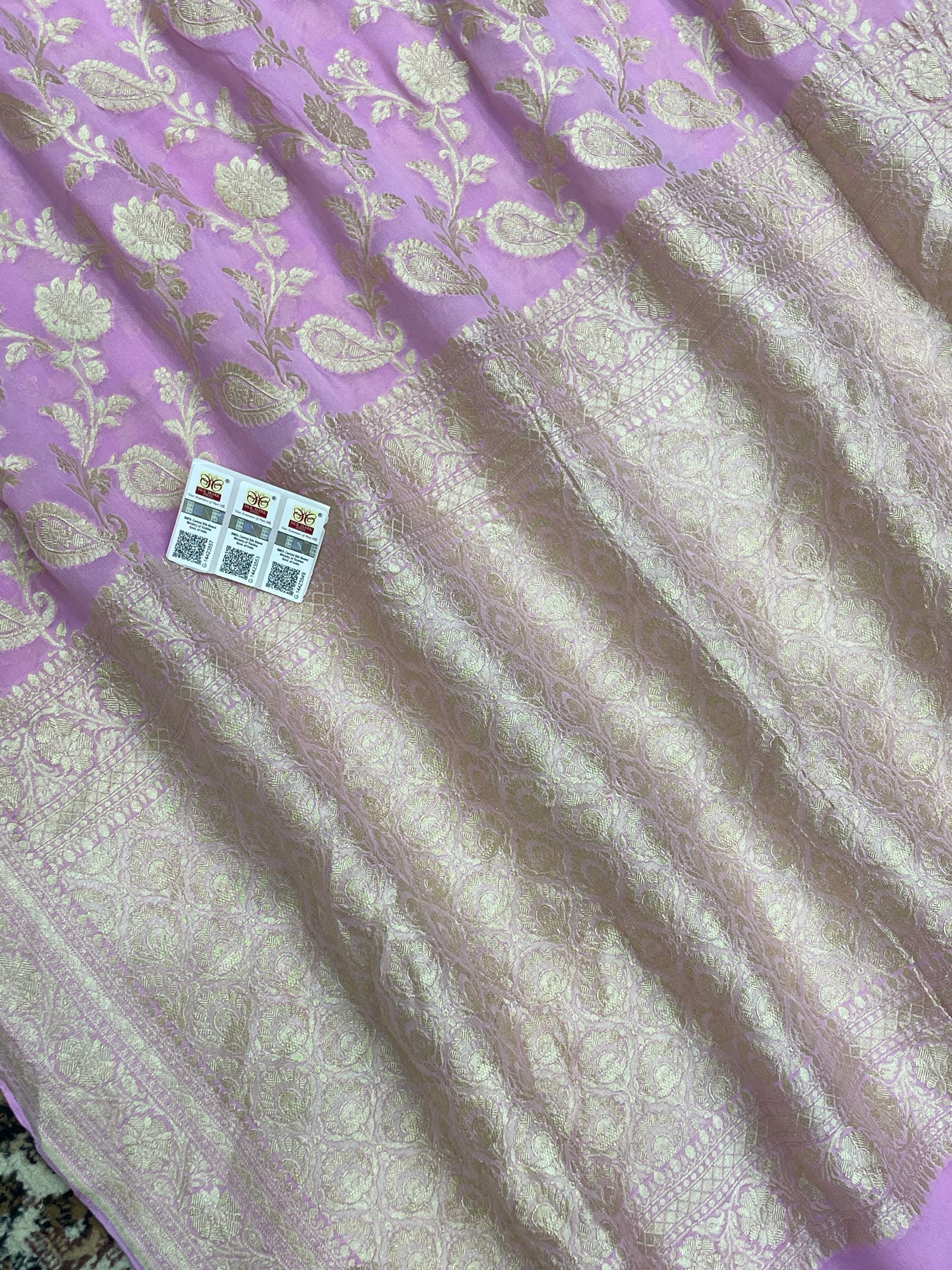 Pink Color Khaddi Georgette Banarasi saree - All over jaal work with water zari