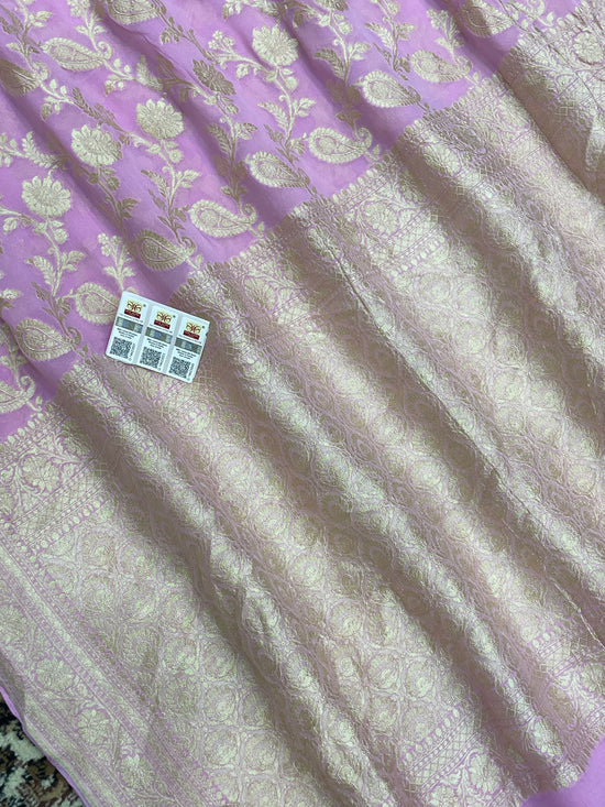 Pink Color Khaddi Georgette Banarasi saree - All over jaal work with water zari