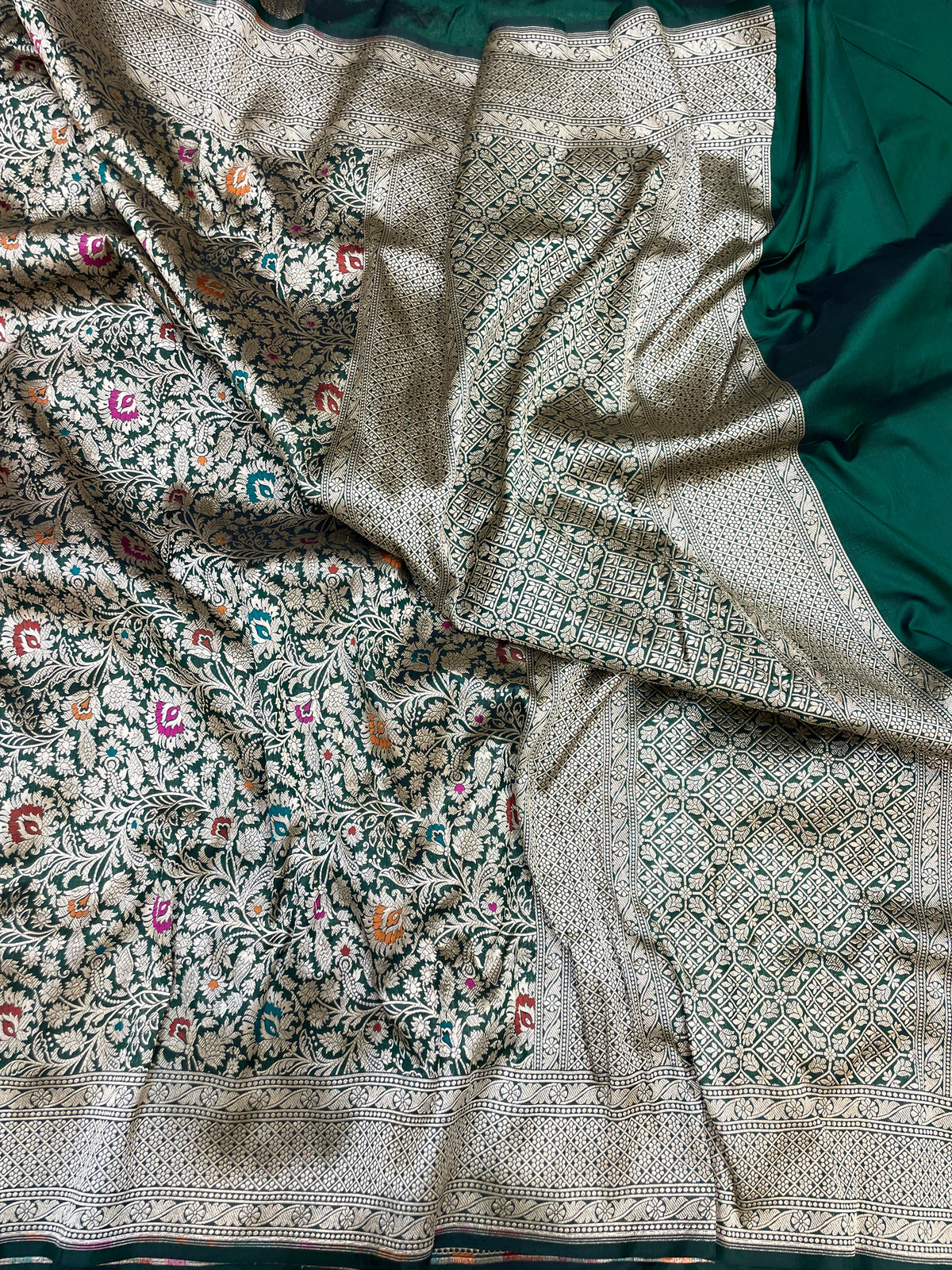 Pure Katan Silk Banarasi Handloom Saree - All Over Meenakari
