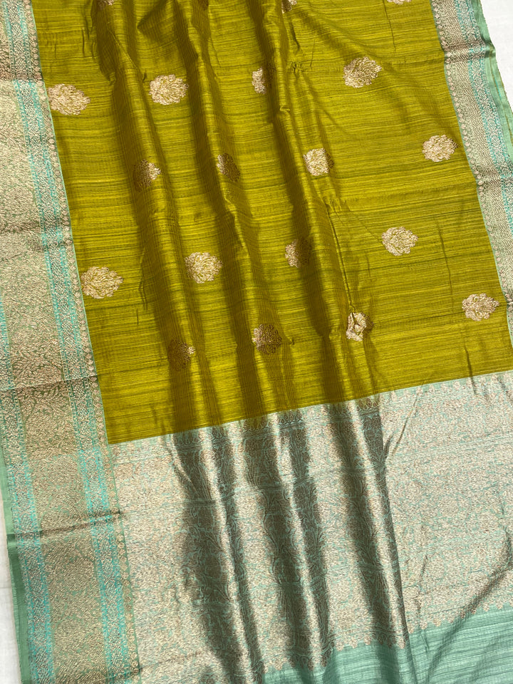 Pure Dupion Tusser Silk Handloom Banarasi Saree
