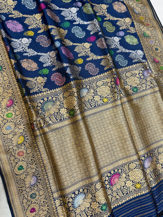 Pure Katan Silk Banarasi Handloom Saree - All over Kadua Jangla