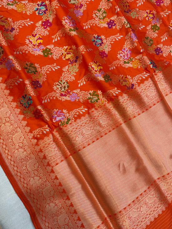 Pure Katan Silk Banarasi Handloom Saree - All over Kadua Jangla