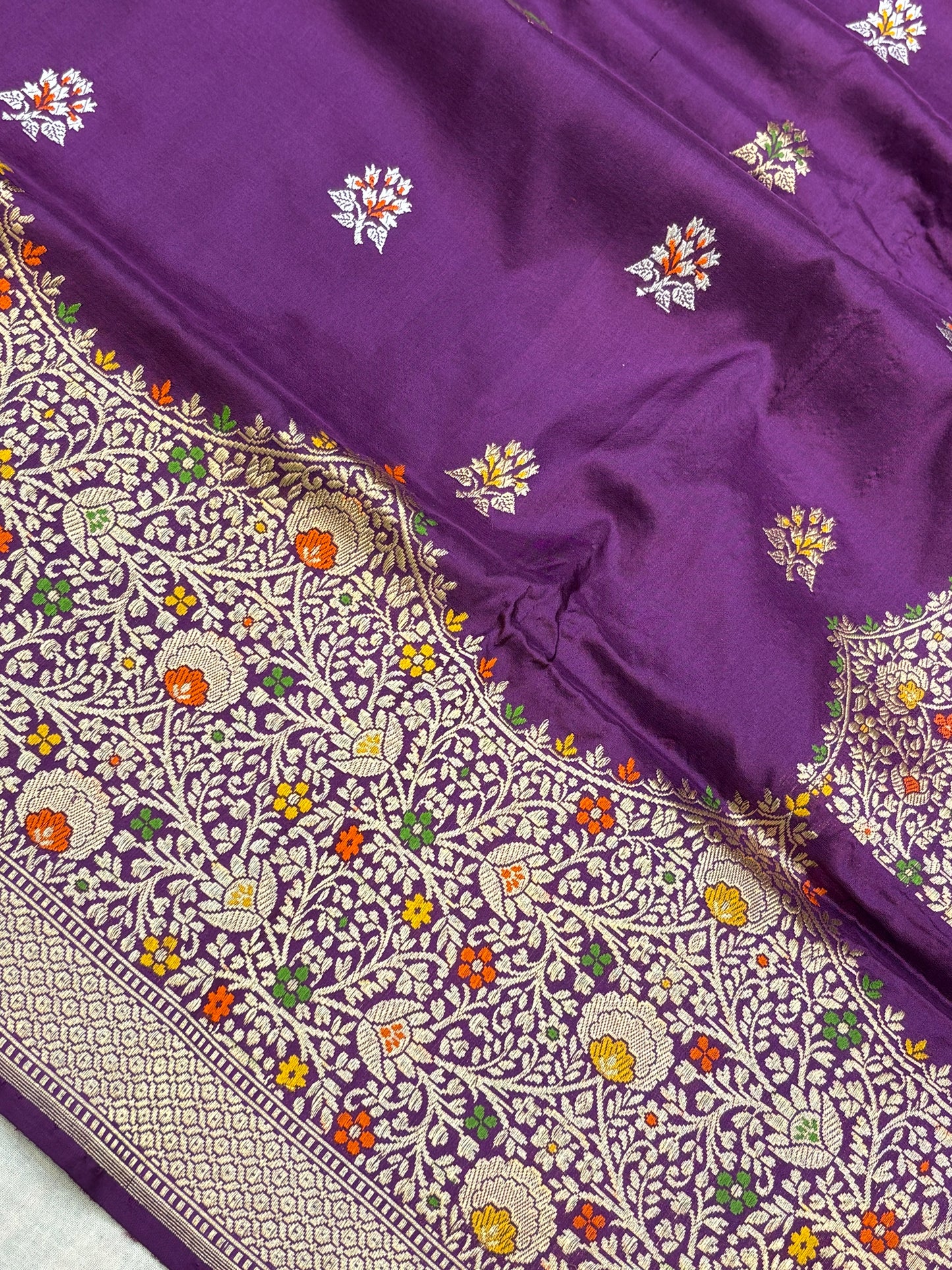 Pure Katan Silk Banarasi Handloom Saree - All over Kadua motifs