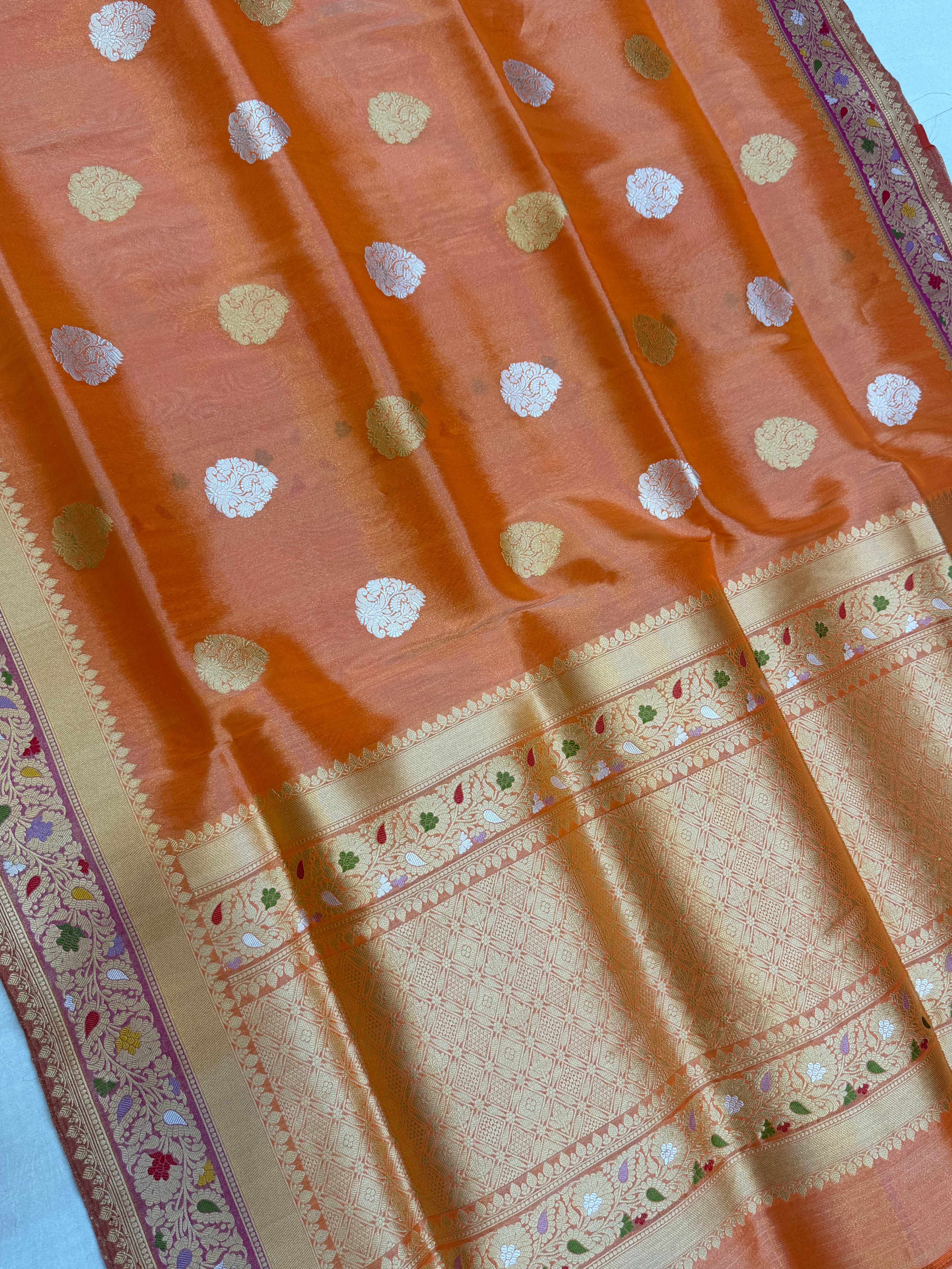 Pure Tissue Silk Banarasi Handloom Saree - All over Kadua Motifs
