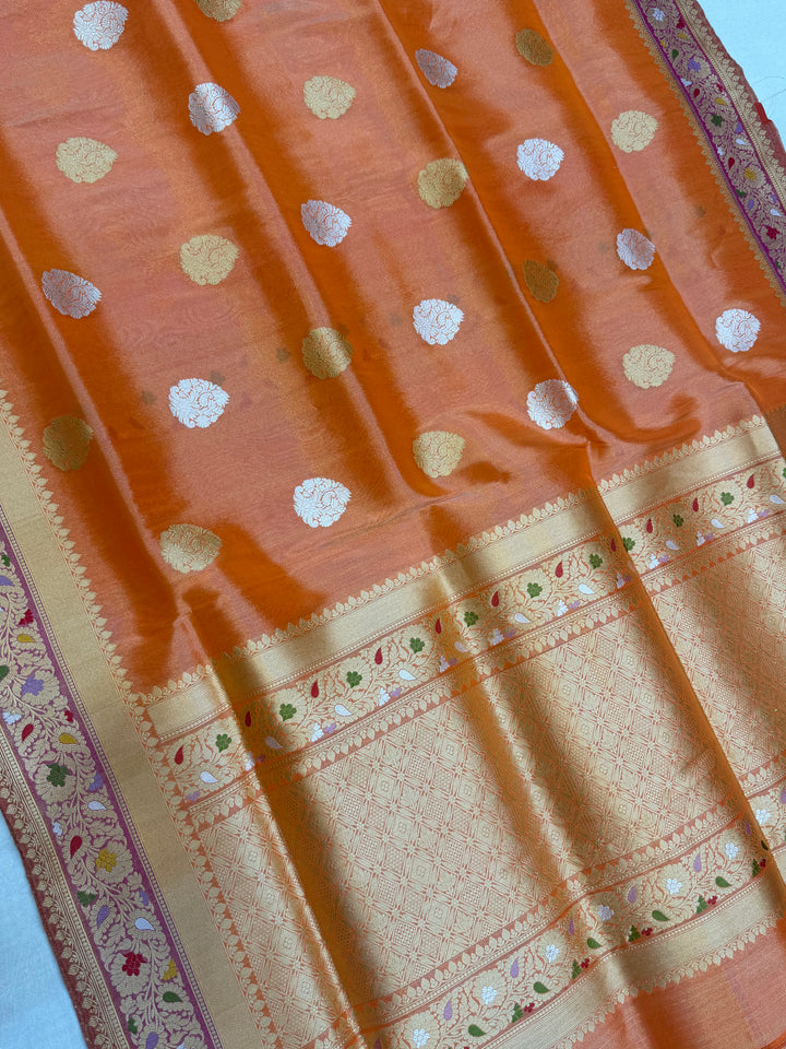 Pure Tissue Silk Banarasi Handloom Saree - All over Kadua Motifs