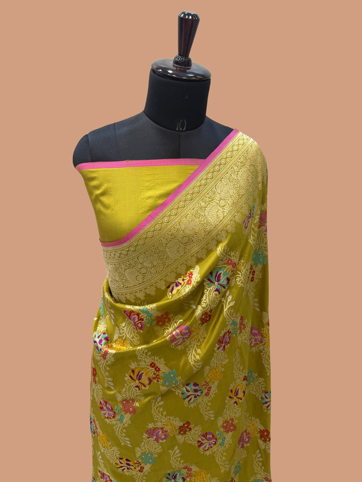 Pure Katan Silk Banarasi Handloom Saree - All over Kadua Jaal