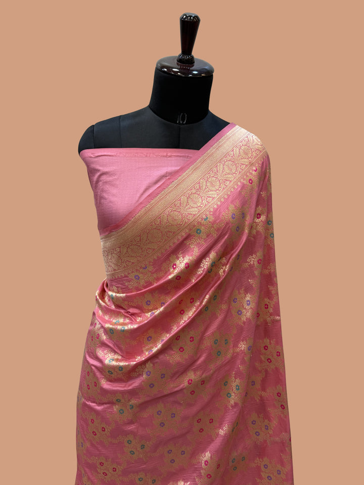 Peach Color Pure Silk Handloom Banarasi - All Over Buta Work with Meenakari