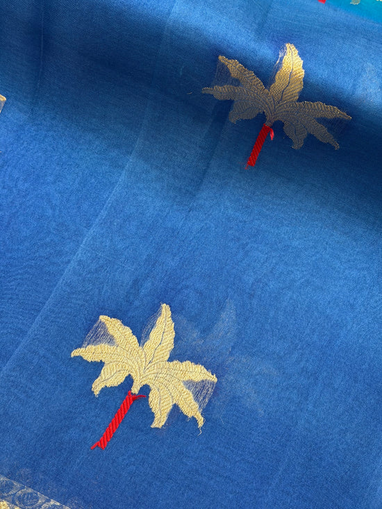 Multi Color Pure Kora Silk Handloom Banarasi Saree - All Over Buta Jaal Work