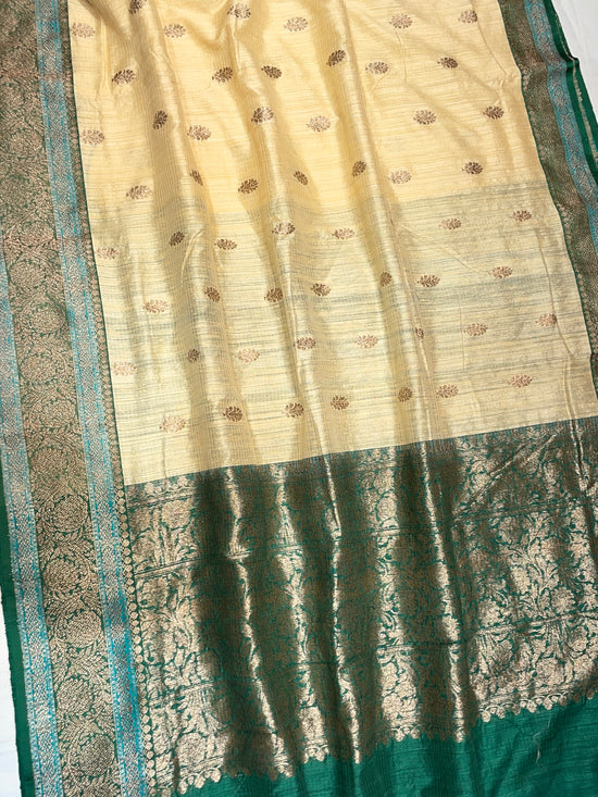 Pure Dupion Tusser Silk Handloom Banarasi Saree