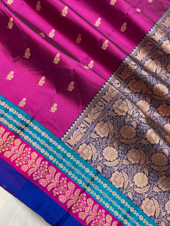 Pure Katan Silk Banarasi Handloom Saree - All over Kadua Buti