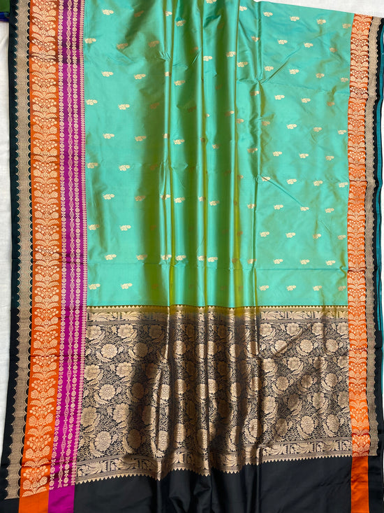 Pure Katan Silk Banarasi Handloom Saree - All over Kadua Buti