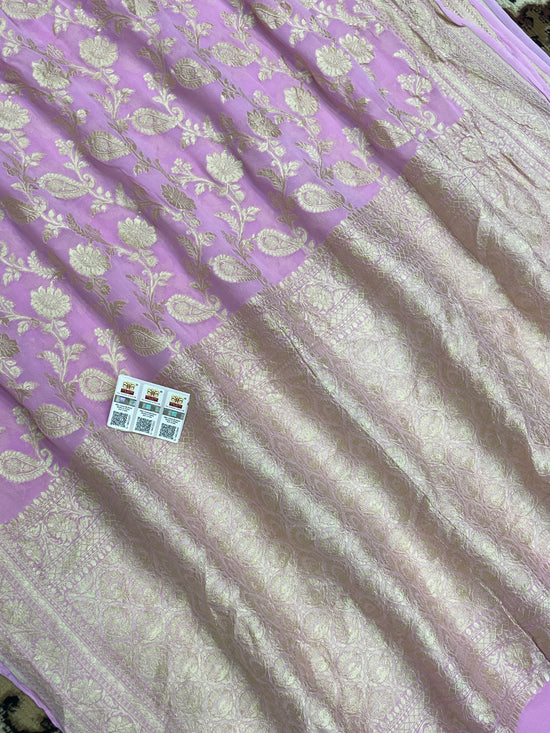 Pink Color Khaddi Georgette Banarasi saree - All over jaal work with water zari