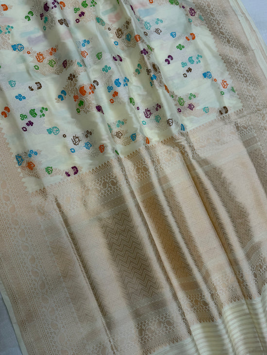 Pure Katan Silk Banarasi Handloom Saree - All over Kadua Jangla