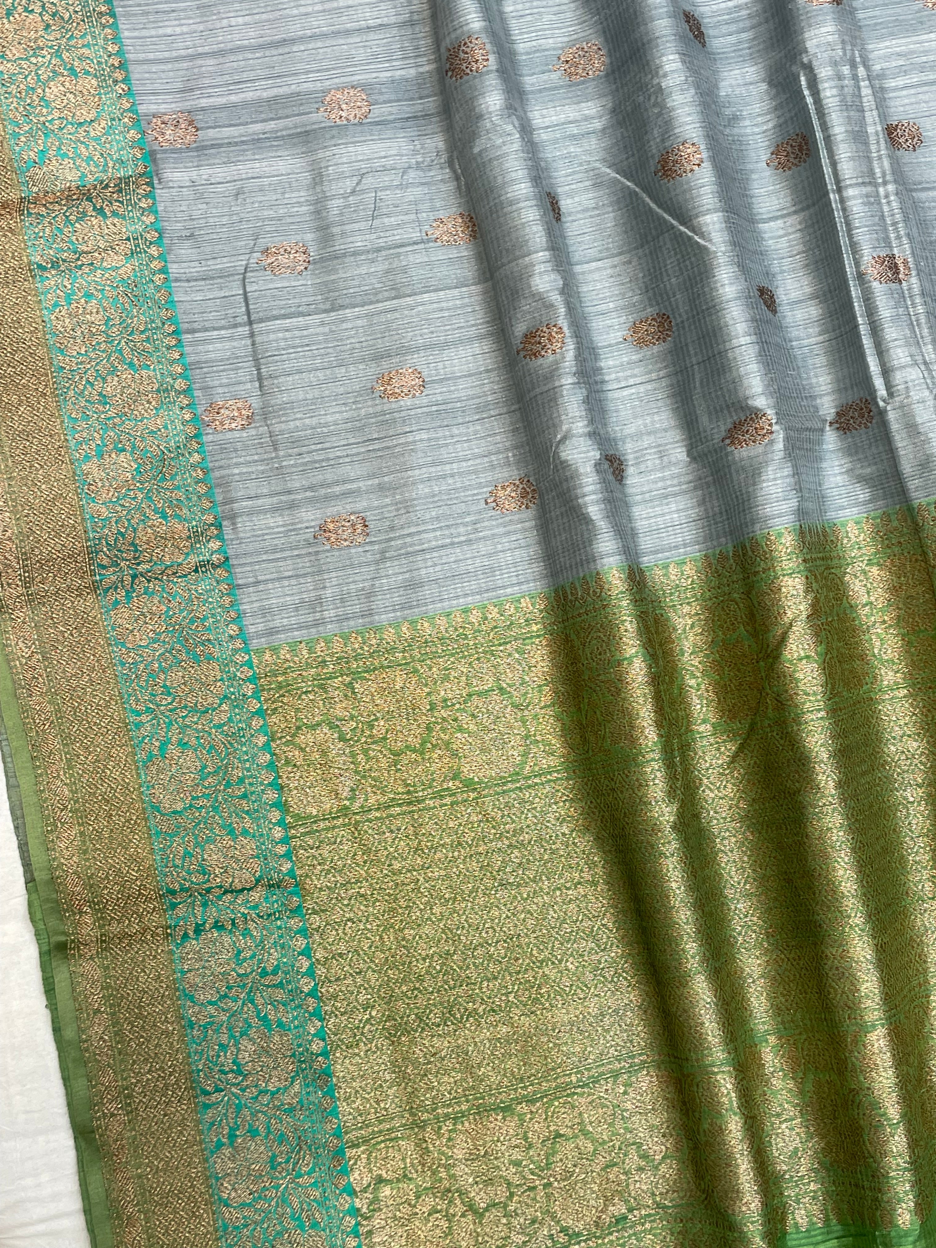 Pure Dupion Tusser Silk Handloom Banarasi Saree