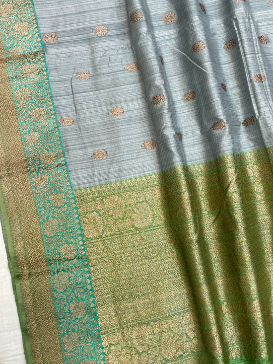 Pure Dupion Tusser Silk Handloom Banarasi Saree
