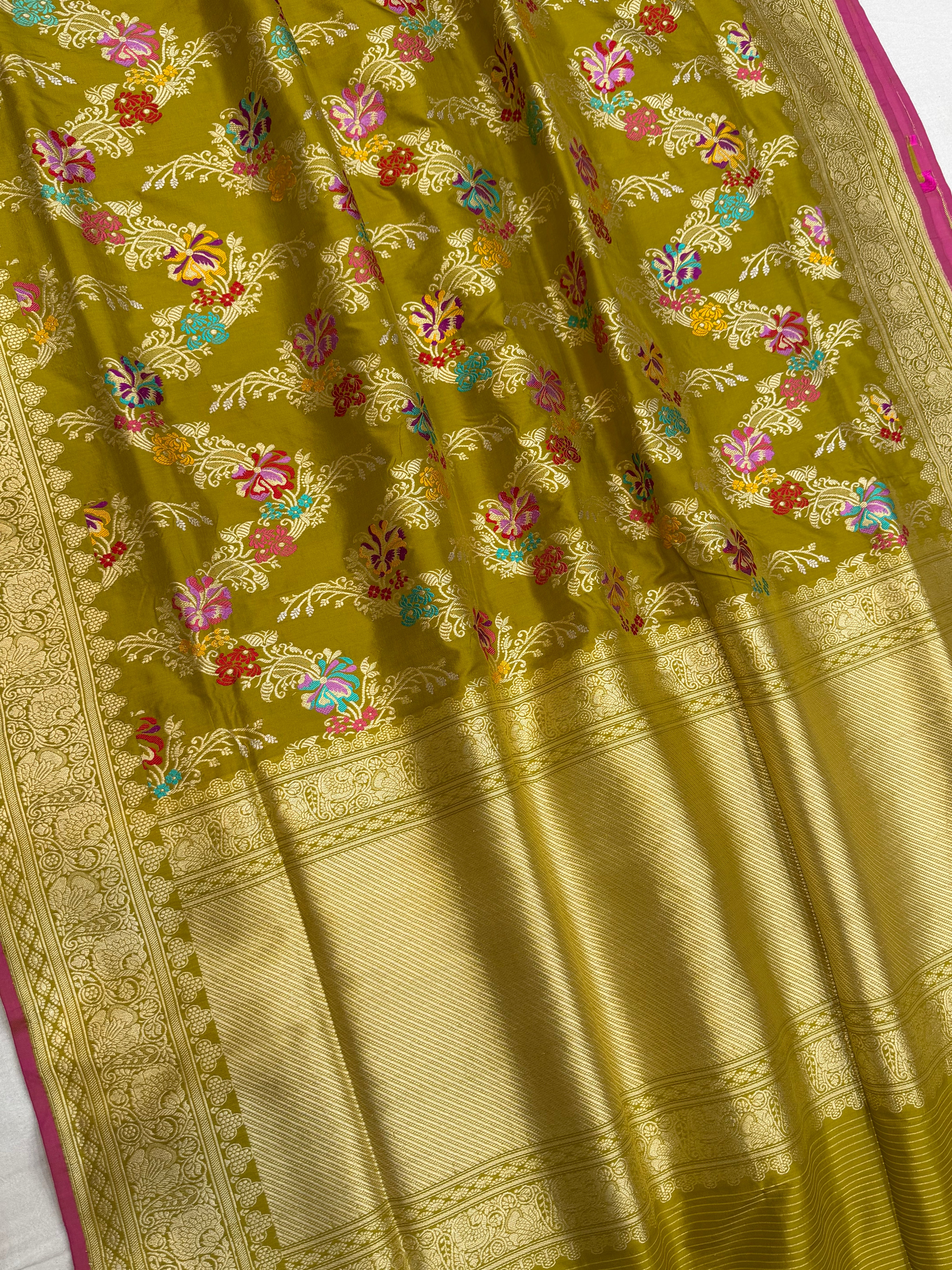 Pure Katan Silk Banarasi Handloom Saree - All over Kadua Jaal