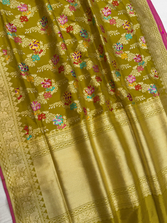 Pure Katan Silk Banarasi Handloom Saree - All over Kadua Jaal
