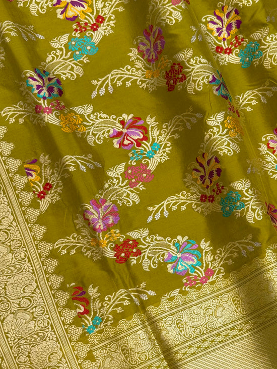 Pure Katan Silk Banarasi Handloom Saree - All over Kadua Jaal