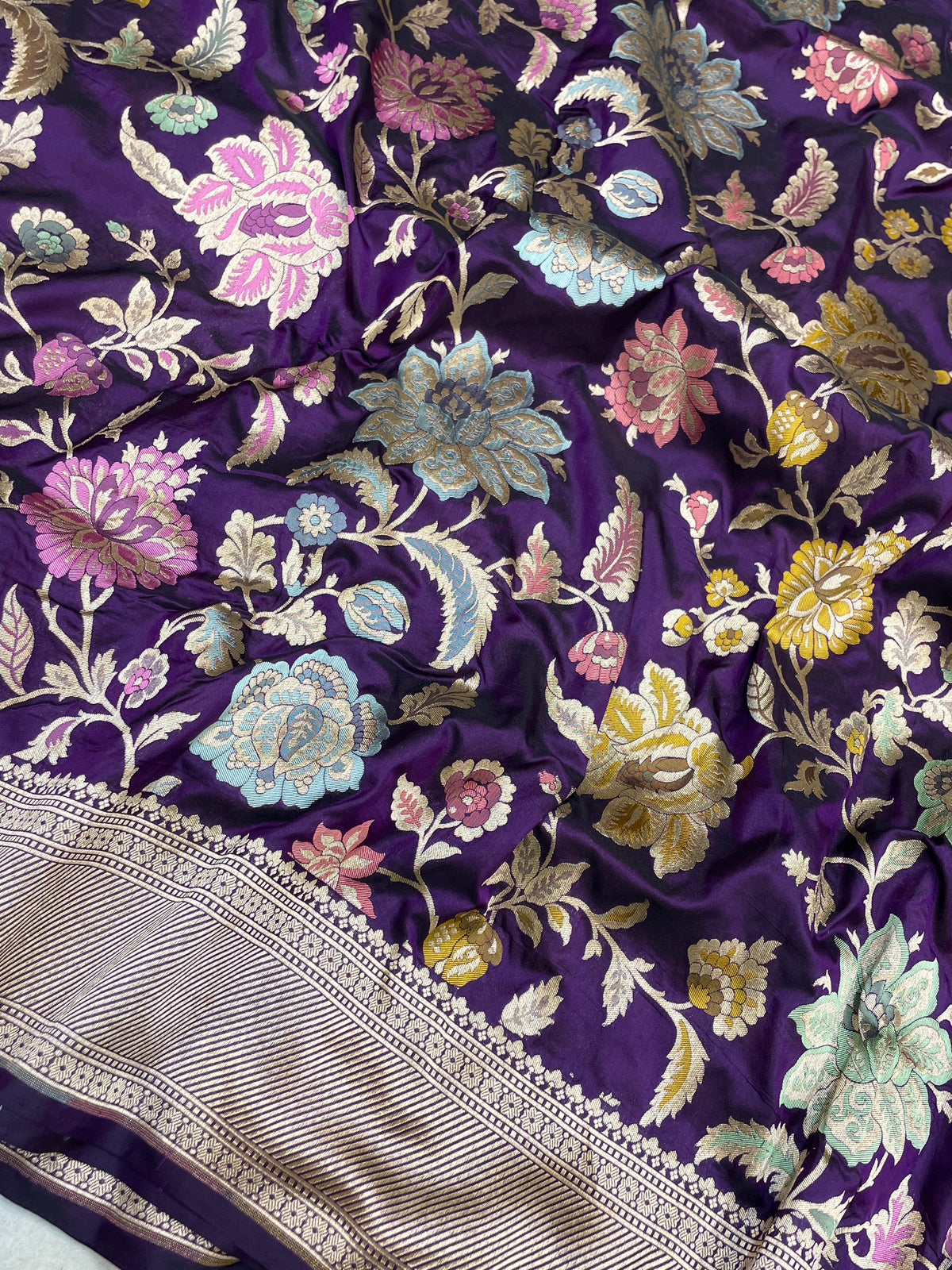 Pure Katan Silk Banarasi Handloom Saree - All Over Meenakari