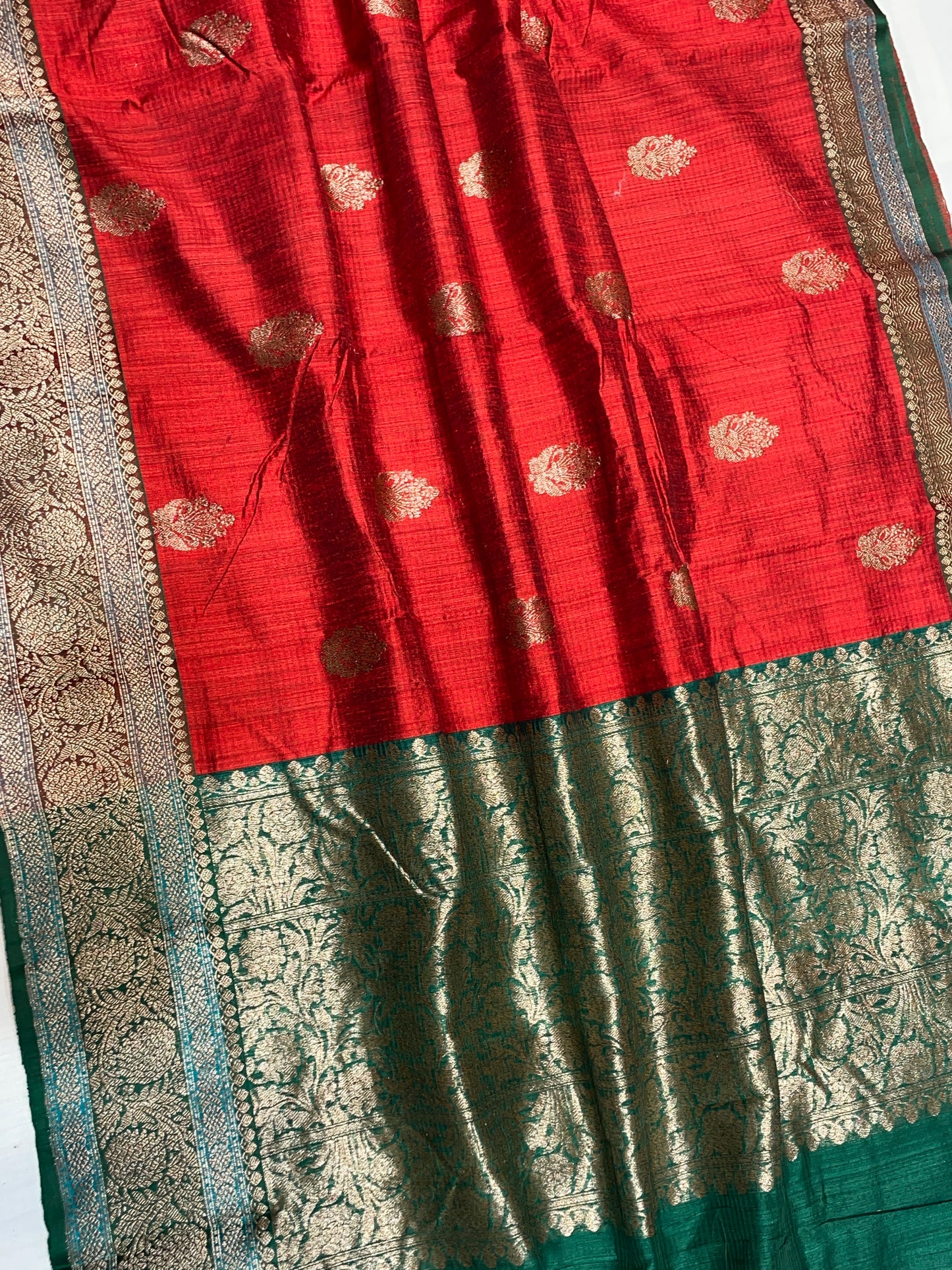 Pure Dupion Tusser Silk Handloom Banarasi Saree