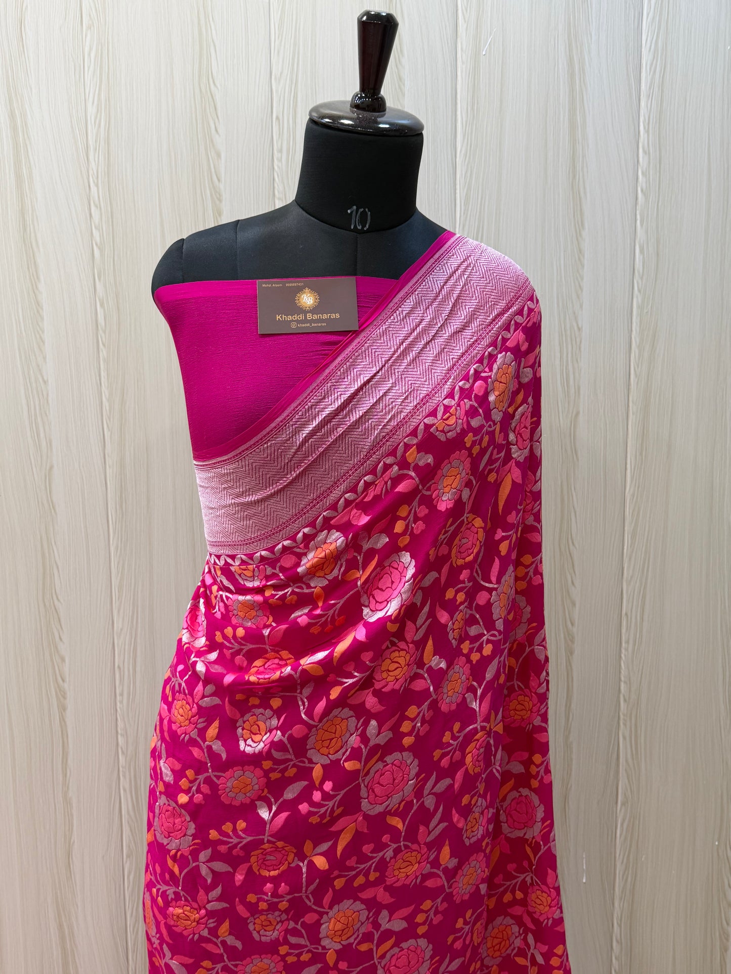 Rani Color Khaddi Georgette Tilfi Meenakari Banarasi Saree