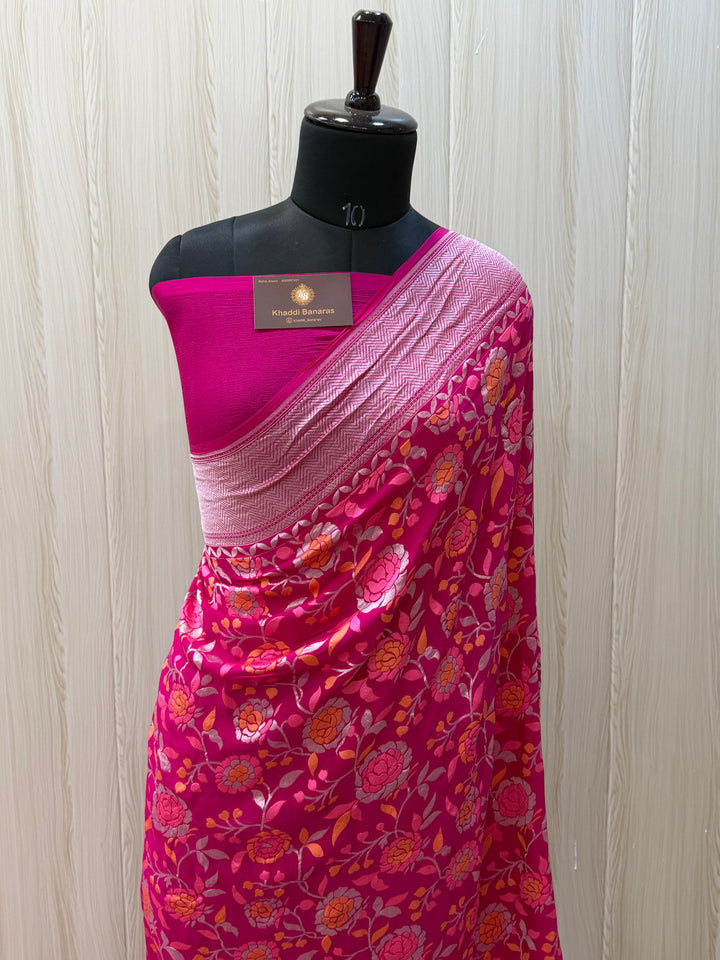 Rani Color Khaddi Georgette Tilfi Meenakari Banarasi Saree