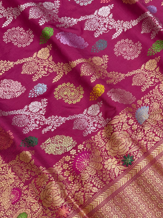 Pure Katan Silk Banarasi Handloom Saree - All over Kadua Jangla