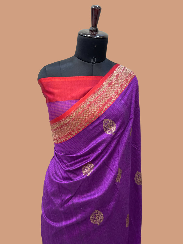 Pure Dupion Tusser Silk Handloom Banarasi Saree